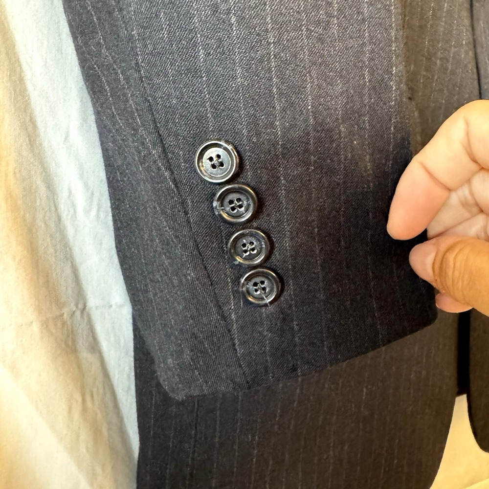 Joseph Jos A Bank Men Wool Cashmere Gray Sport Suit Jacket Blazer Pin Stripe 41L - Picture 3 of 16